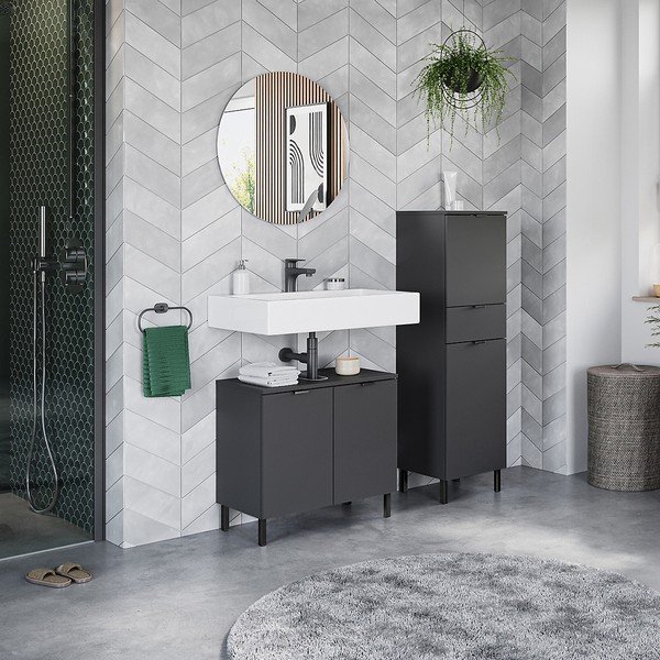 Antracīta pelēks skapītis zem izlietnes 60x56 cm Arcena – Germania-image-1