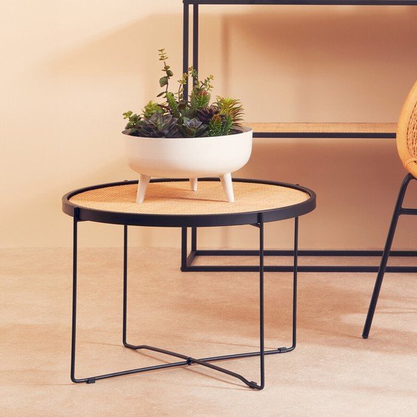 Dabīga toņa rotangpalmas apaļš žurnālgaldiņš ø 60 cm Depok – Premier Housewares-image-4
