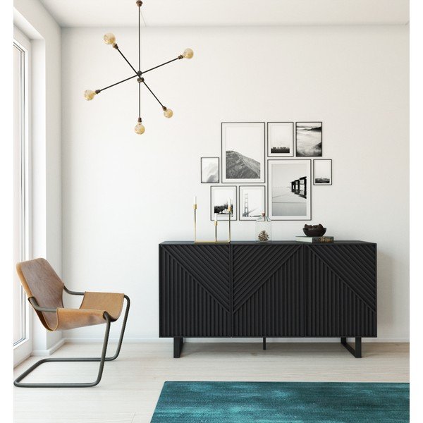 Melna kumode 151x80x35 cm Peta – Marckeric-image-2