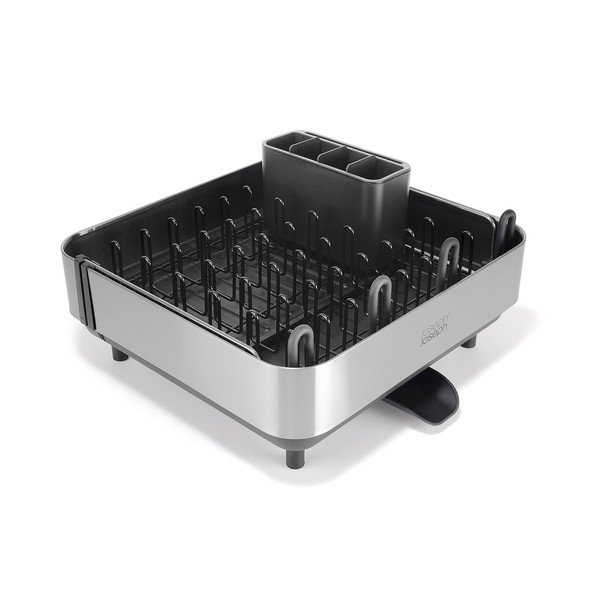 Melns plastmasas pielāgojams trauku žāvētājs 35,5x38 cm Extend Steel Plus – Joseph Joseph-image-1