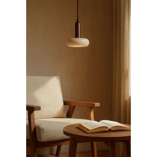 Brūna/bēša LED piekaramā lampa ar akmens abažūru ø 15 cm Karo – Opviq lights-image-3