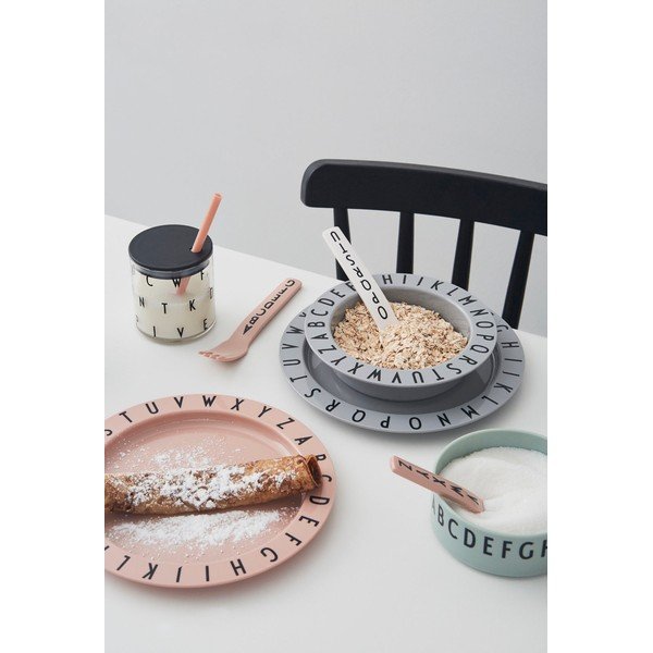 Pelēks bērnu dziļais šķīvis Design Letters Eat & Learn, ø 15,5 cm-image-1