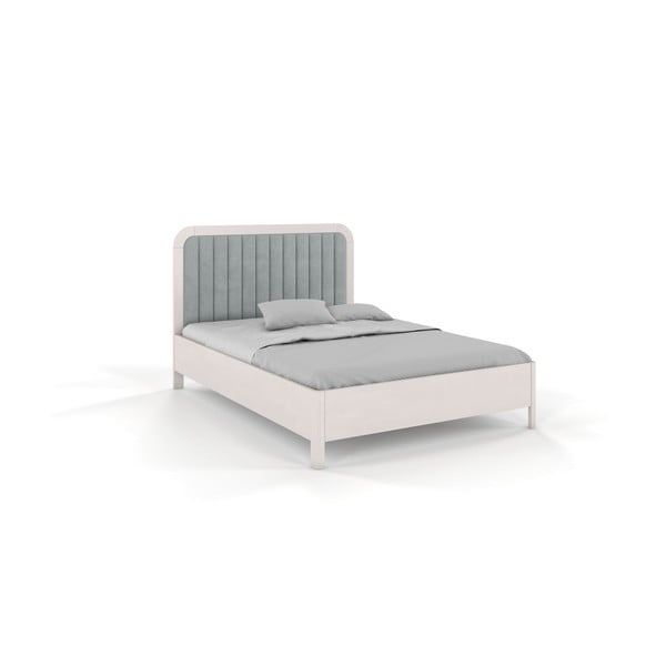 Balta/pelēka dižskābarža masīvkoka divvietīga gulta 160x200 cm Modena – Skandica