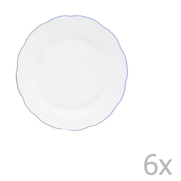 6 baltu porcelāna deserta šķīvju komplekts Orion Blue Line, ⌀ 18 cm
