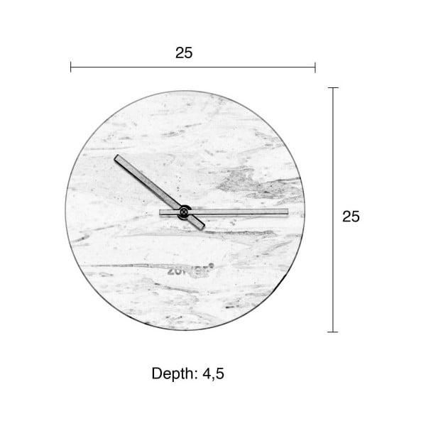 Melns marmora sienas pulkstenis Zuiver Marble Time-image-2