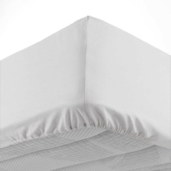 Balts kokvilnas palags ar gumiju 180x200 cm Lina – douceur d'intérieur-image-3