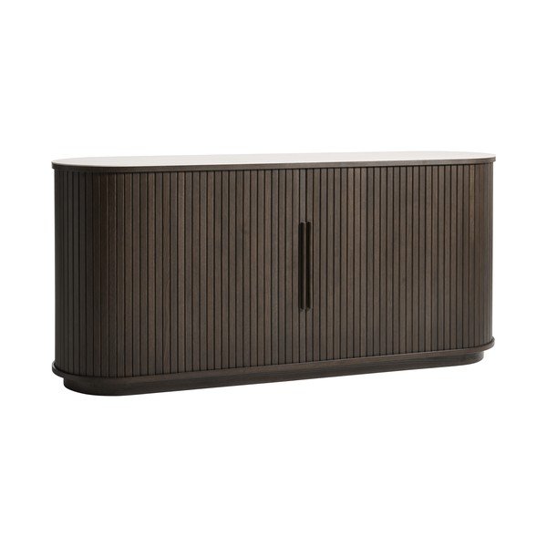 Tumša dabīga toņa kumode ar keramikas virsmu ar bīdāmām durvīm 165x76x45 cm Enna – Unique Furniture