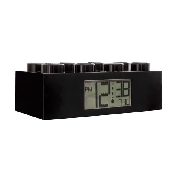 Melns digitālais pulkstenis ar LEGO® Brick modinātāju-image-2