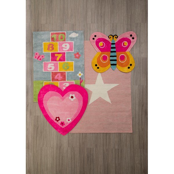 Rozā bērnu paklājs 100x100 cm Love Heart – Premier Housewares-image-1