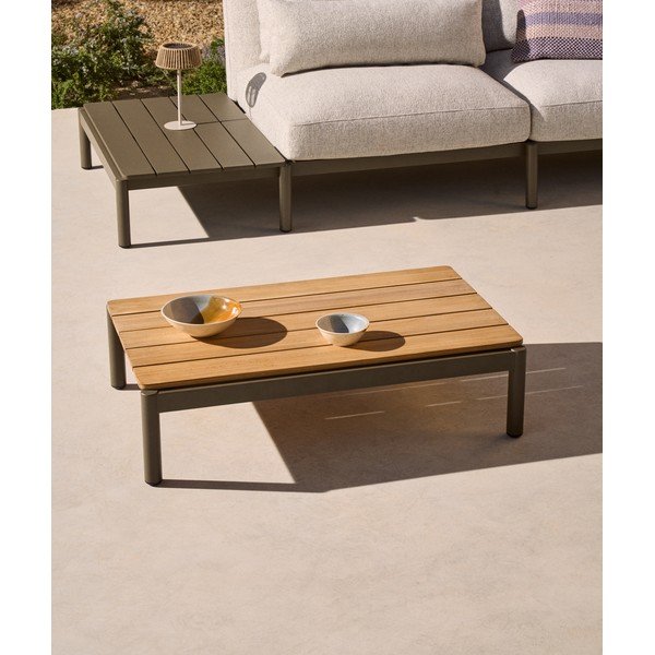 Tīkkoka masīvkoka dārza kafijas galdiņš 57x91 cm Sorells – Kave Home-image-1