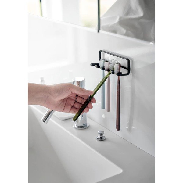 Melns metāla pašlīmējošs zobu birstes turētājs Film Hook – YAMAZAKI-image-2