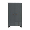 Tumši pelēks priedes masīvkoka drēbju skapis 111x202 cm Dennis – WOOOD