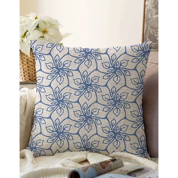 Zila spilvendrāna ar kokvilnas maisījumu Minimalist Cushion Covers Chic, 55 x 55 cm