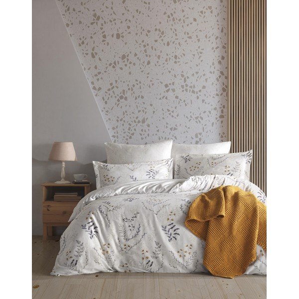 Bēša divguļamā gultas veļa no ranforce kokvilnas 240x220 cm Soft Floral – Mila Home Luxury