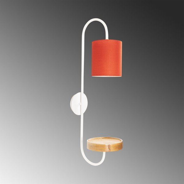 Balta metāla sienas lampa ar sarkanu abažūru Opviq apgaismojums Marylena-image-1