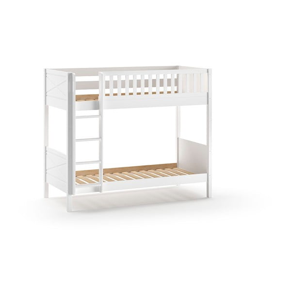 Balta priedes masīvkoka divstāvu bērnu gulta ar veļas kasti 90x200 cm SCOTT – Vipack-image-2