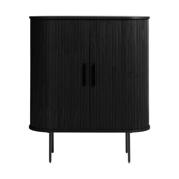 Melns skapis ar ozolkoka imitāciju 100x118 cm Nola – Unique Furniture