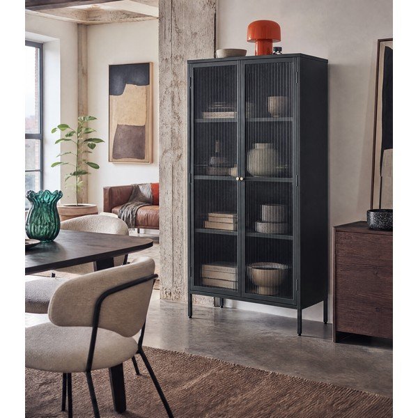 Tumši zaļa metāla vitrīna 90x190 cm Bronco – Unique Furniture-image-1