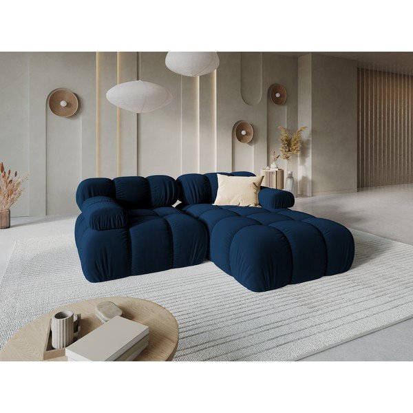 Zils samta stūra dīvāns (ar labo stūri) Bellis – Micadoni Home-image-1