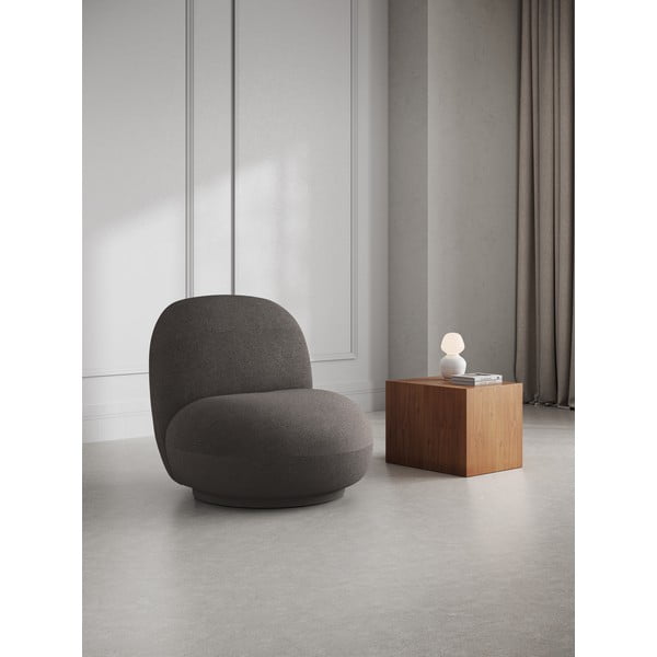 Pelēks atpūtas krēsls no buklē auduma Chuck – Micadoni Home-image-1