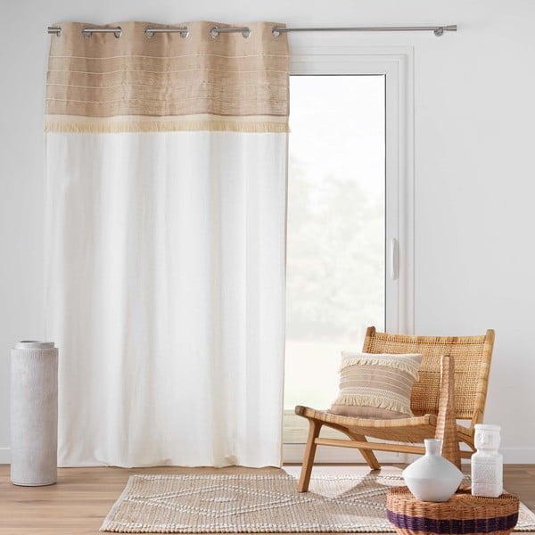 Balts/brūns aizkars no džutas maisījuma 140x240 cm Cirrus – douceur d'intérieur-image-1