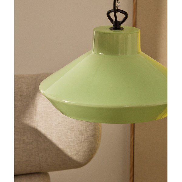 Gaiši zaļa piekaramā lampa ar keramikas abažūru ø 31 cm Portol – Kave Home-image-2