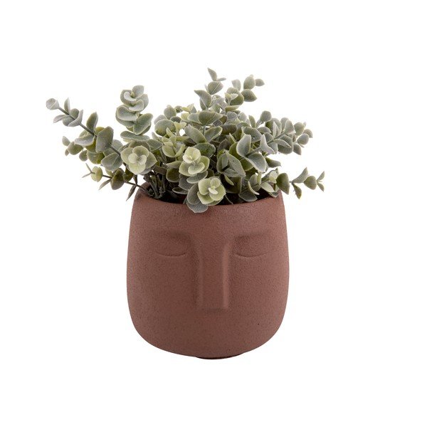 Brūns keramikas puķu pods PT LIVING Face, ø 12,5 cm-image-2