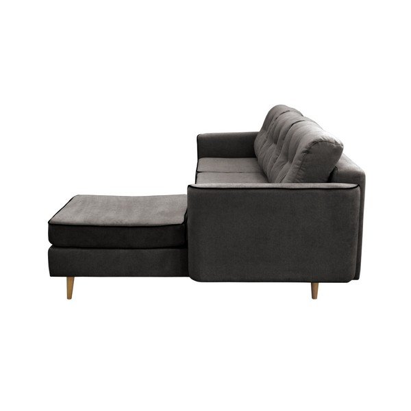 Tumši pelēks trīsvietīgs izlaižams dīvāns ar gaišām kājām Mazzini Sofas Ladybird, labais stūris-image-4