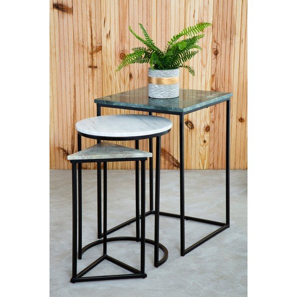 Sānu galdiņi (3 gab.) ar marmora virsmu 40x40 cm Mandoli – Premier Housewares-image-1