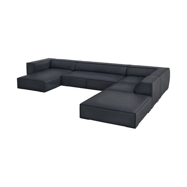 Tumši zils ādas stūra dīvāns (ar labo stūri) Madame – Windsor & Co Sofas-image-1