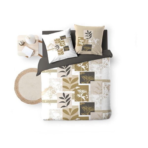 Balta/brūna divguļamā kokvilnas gultas veļa 240x220 cm Utopia – douceur d'intérieur-image-4