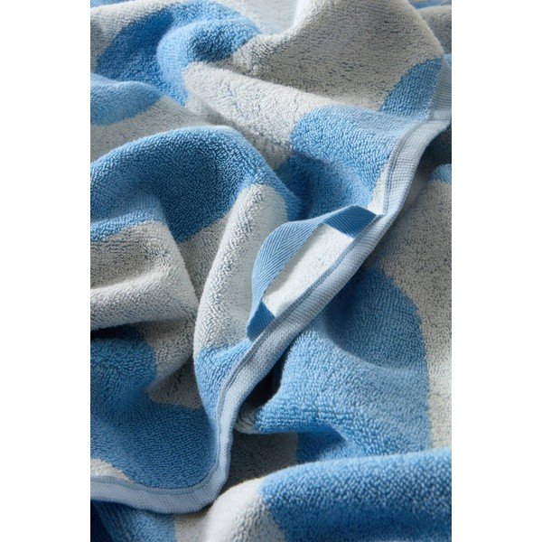 Balts/gaiši zils kokvilnas dvielis 90x150 cm Waves – Jotex-image-4