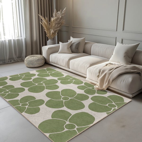 Zaļš mazgājams celiņa paklājs 80x200 cm Green Meadow – Mila Home-image-1