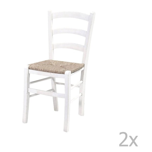 2 baltu pusdienu krēslu komplekts ar buka masīvkoka konstrukciju Evergreen House Straw