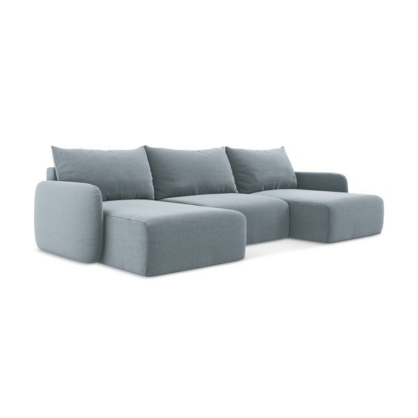 Zils samta salokāms/ar uzglabāšanas vietu (U veida) stūra dīvāns Kalena – Makamii-image-2