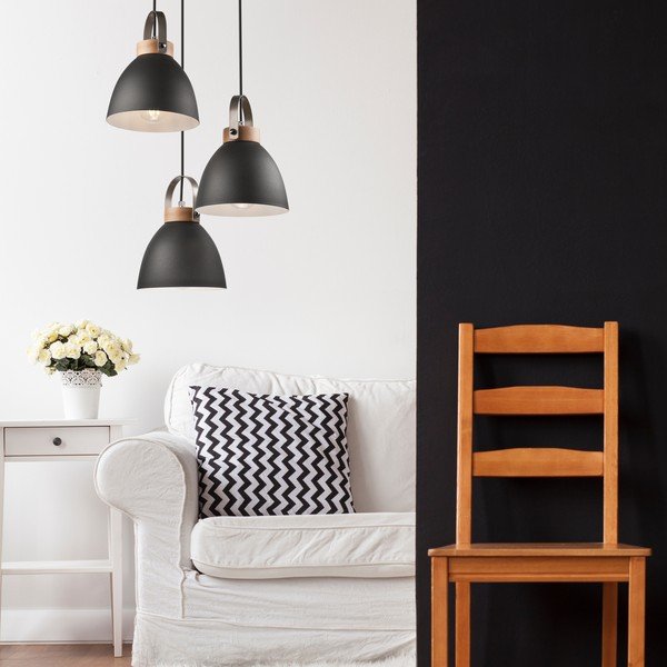 Melna piekaramā lampa ar metāla abažūru ø 37 cm Danielle – LAMKUR-image-1