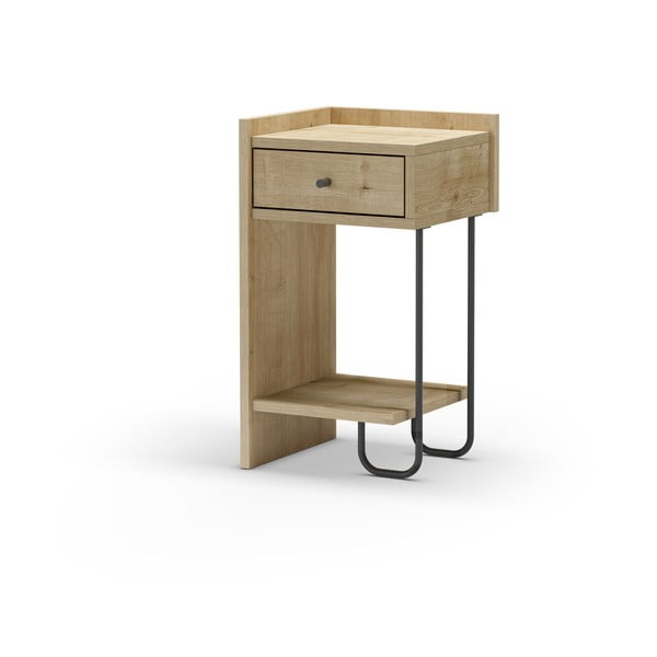 Dabīga toņa naktsskapītis ar ozolkoka imitāciju ar plauktiem Mercure – Marckeric-image-3