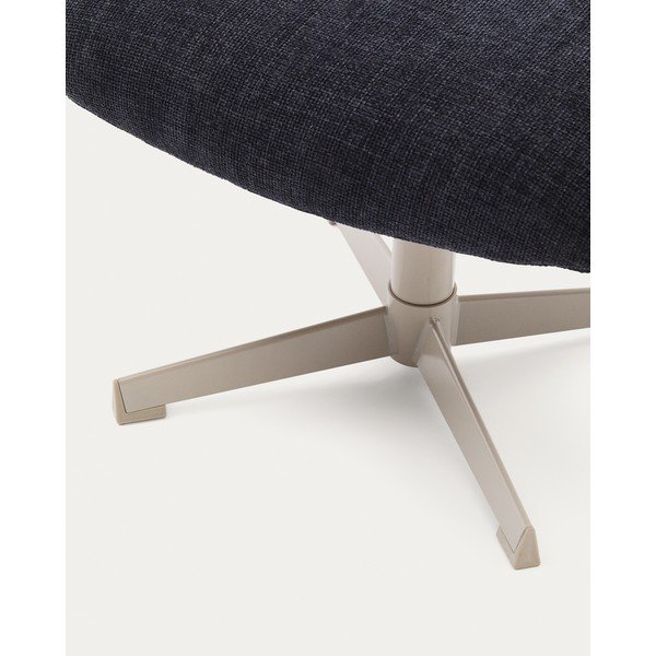 Tumši zils kāju soliņš no šenila auduma Teryl – Kave Home-image-4