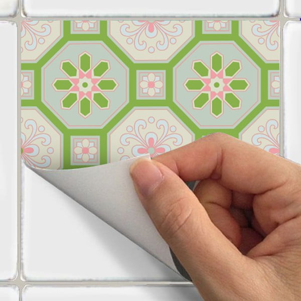 9 sienu uzlīmju komplekts Ambiance Azulejos Shade of Green, 10 x 10 cm-image-3