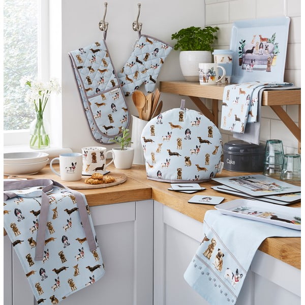 Dubultie kokvilnas virtuves cimdi Cooksmart® Curious Dogs-image-3