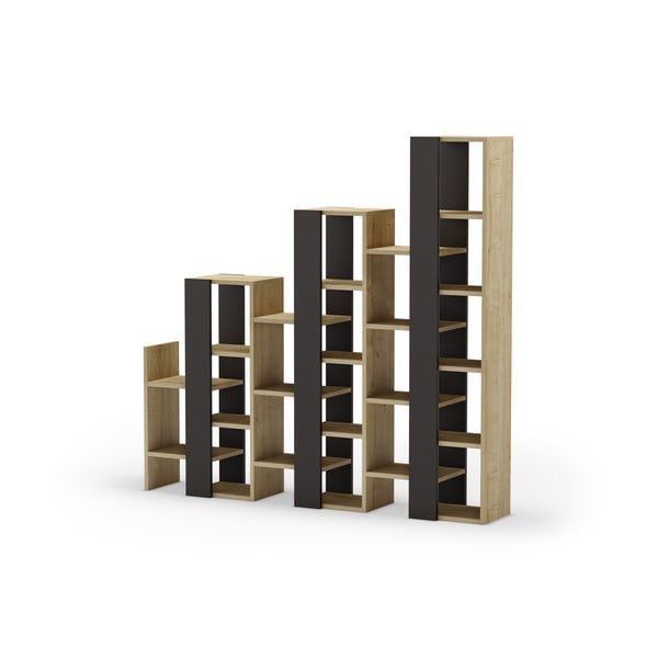 Melns/dabīga toņa plaukts ar ozolkoka imitāciju 158x151 cm Anissa – Marckeric-image-3