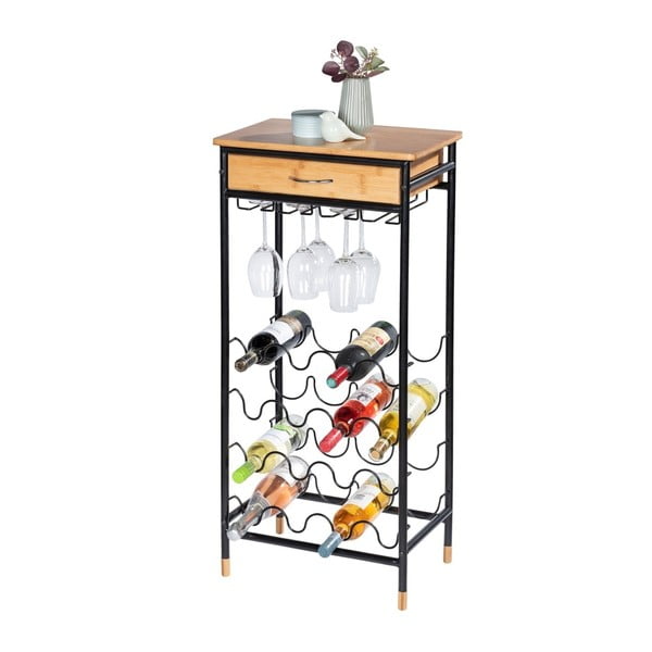 Melns/dabīga toņa metāla vīna skapis pudeļu skaits 16, 48x95 cm Loft – Wenko-image-1