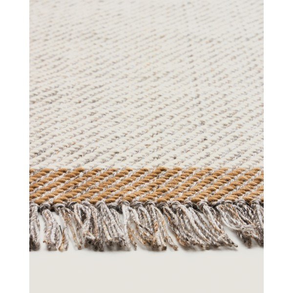 Krēmkrāsas ar rokām darināts vilnas paklājs 200x300 cm Brina – Kave Home-image-3