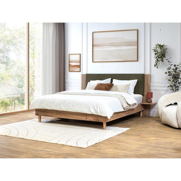 Zaļa divvietīga gulta ar redelēm 160x200 cm Lior – Bobochic Paris-image-1