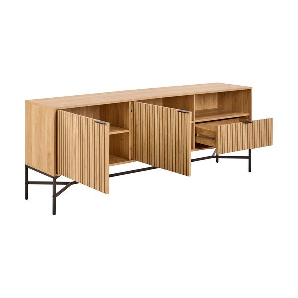 Dabīga toņa kumode ar ozolkoka imitāciju 180x70x40 cm Jaipur – Actona-image-2