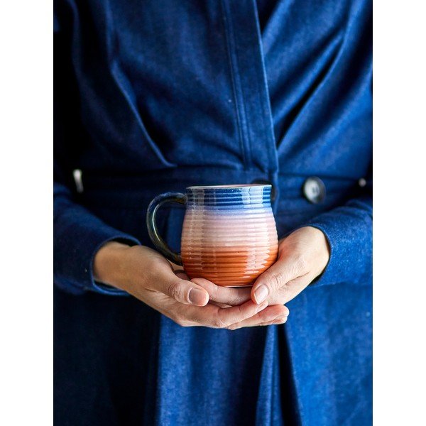 Zilas/oranžas keramikas krūzes (4 gab.) 200 ml Tatum – Bloomingville-image-2