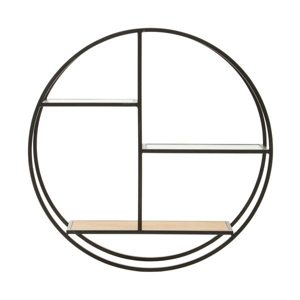 Melns/dabīga toņa daudzlīmeņu metāla sienas plaukts 61 cm Mataram – Premier Housewares-image-1
