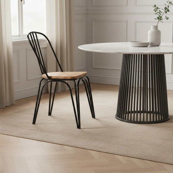 Melns gobas masīvkoka pusdienu krēsls District – Premier Housewares-image-3