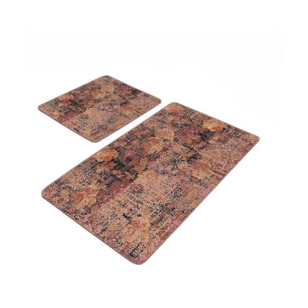 Brūni samta vannas istabas paklājiņi (2 gab.) 60x100 cm – Mila Home