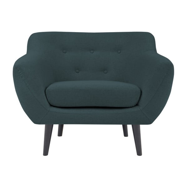 Tumši zils krēsls ar brūnām kājām Mazzini Sofas Piemont